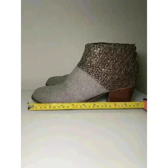 Toms Womens Leila Bootie Grey Felt Shine Zip Up Size 9 Shoes Boots Block Heel - Picture 12 of 16
